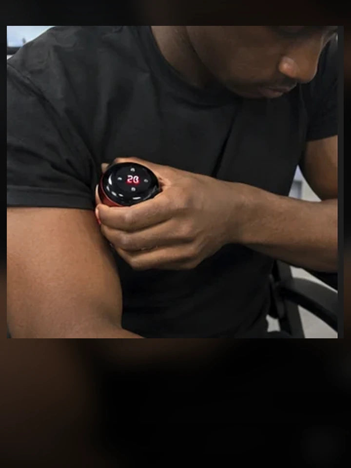 Novora cupping massager used on upper arm