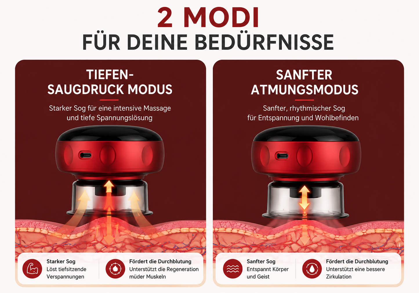 USB-C Anschluss am Smart Cupping Massager
