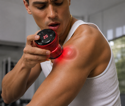 Smart Cupping Massager am Nacken einer Frau