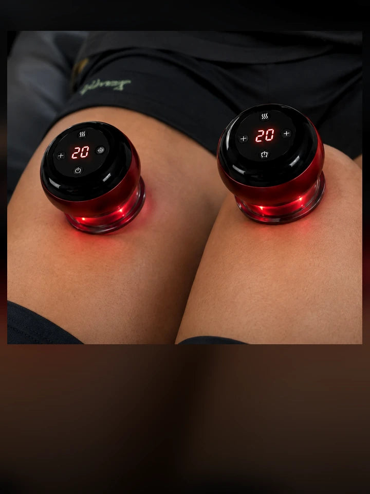 Two Novora cupping massagers used on thighs