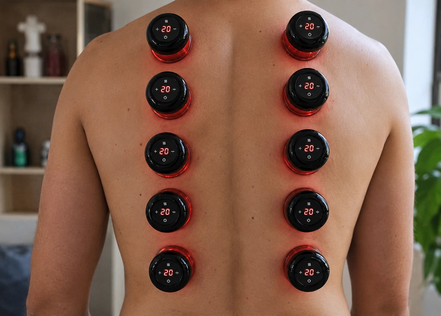 Novora cupping massagers used across the back